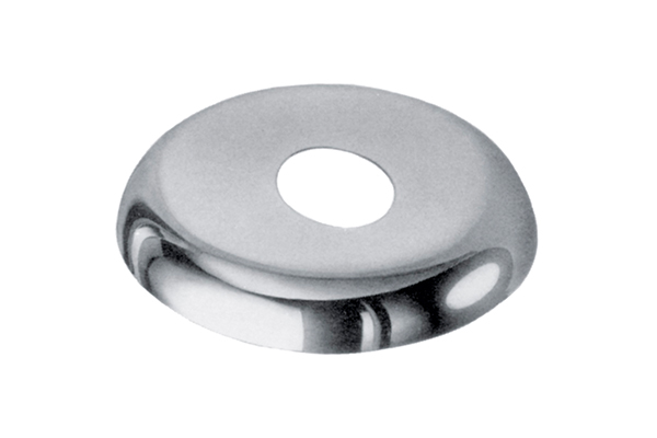 PLATE WITH OVAL HOLE FOR 45 DEGREE CURVE WATER TUBES. IN CHROME-PLATED BRASS