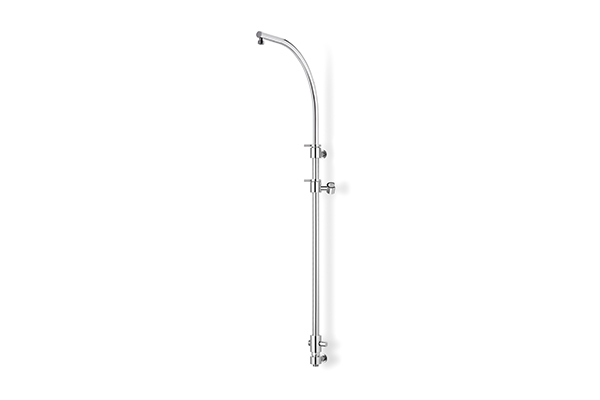 BRASS SHOWER COLUMN, HALF-MOON SHAPE, ADJUSTABLE IN HEIGHT FROM 990 MM TO 1.310 MM, COMPLETE WITH A SHOWER DIVERTER AND A WALL-MOUNTED SHOWER HEAD SUPPORT FOR FLEXIBLE CONNECTION, WITH SLIDE BAR
