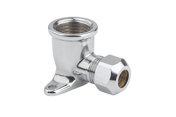 FLANGED ELBOW FITTING WITH CHROME-PLATED BRASS  WITH CONICAL NUT